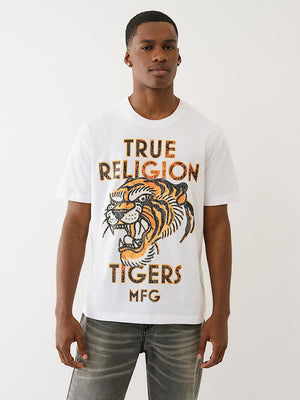 True Religion T-Shirt Mfg Tiger Vintage Optic White
