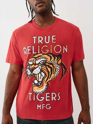 True Religion T-Shirt Mfg Tiger Vintage Trv Red