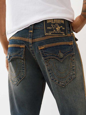 True Religion Jeans Super Flatlock Ricky Flap 34In Greenland Dark Wash