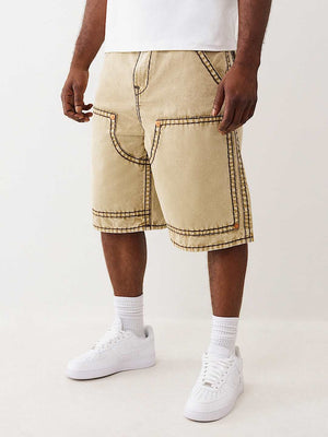 True Religion Shorts Mikey Super T Canvas Carpenter Travertine