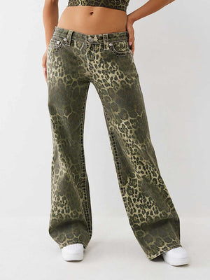 True Religion Jeans Bobbi Low Rise Big T Camo Leopard