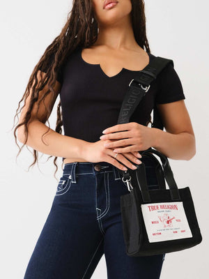True Religion Item Canvas Mini Tote Black