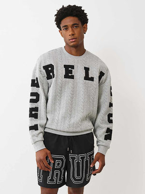 True Religion Fleece Applique Sweatshirt Heather Grey