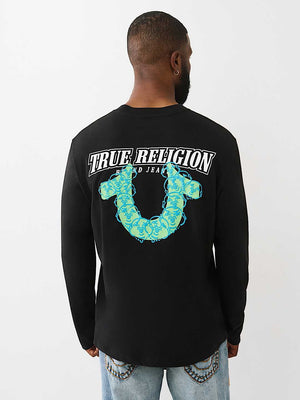 True Religion Ls Puff Print Tee Jet Black