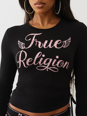 True Religion Crystal Side Rouch Baby Ls Tee Jet Black