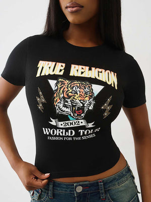 True Religion Tr Tiger Baby Tee Jet Black