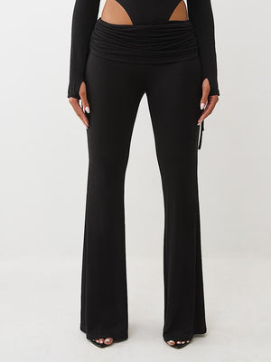 True Religion Asymmetricl Ruch Foldover Pant Jet Black