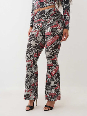 True Religion Branded Asyml Ruch Foldover Pn Aop Newspaper Print