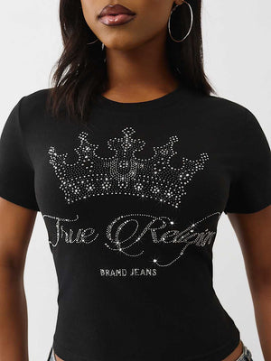 True Religion Crystal Tr Ss Baby Tee Jet Black