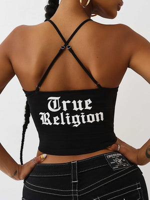 True Religion Branded Front Tie Top Black