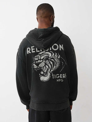 True Religion Tiger Vintage Zip Up Jet Black