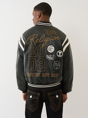 True Religion Retro Pu Varsity Jacket Jet Black
