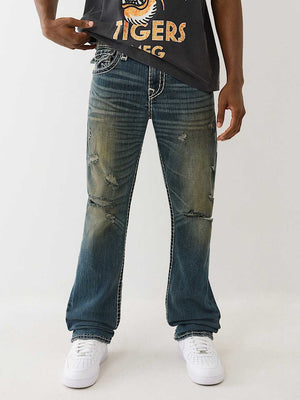 True Religion Ricky Super T Flap 34In Menswear Dark Wash With Rips