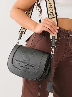 True Religion Stitched Horseshoe Flap Bag Black