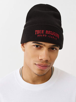 True Religion Arch Logo Beanie Jet Black