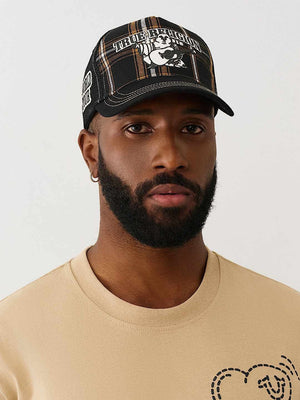 True Religion Plaid Trucker Cap Brown/Tan