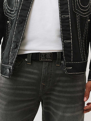 True Religion Crystal Old English Belt Jet Black