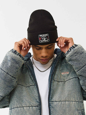 True Religion Concert Patch Beanie Jet Black