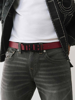 True Religion Logo Buckle Belt Tawny Port