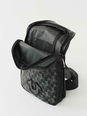 True Religion Hs Monogram Pu Sling Bag Black / Grey