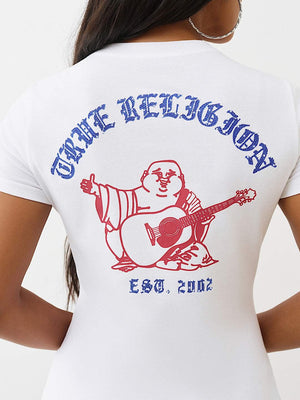 True Religion T-Shirt Crystal Crew Neck Optic White