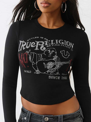 True Religion T-Shirt Printed Buddha Ls Baby Jet Black