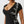 True Religion Rib Cap Sleeve V Neck Top Jet Black