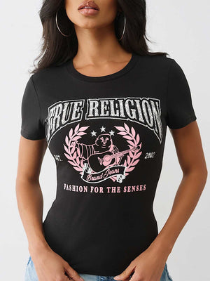 True Religion T-Shirt Crystal Buddha Ss Jet Black