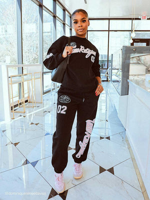 True Religion Jogger Fleece Boyfriend Jet Black
