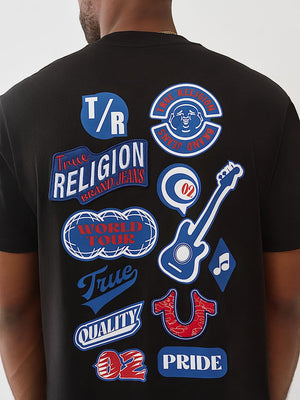 True Religion T-Shirt Embroidery Patch Jet Black
