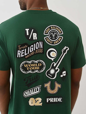 True Religion T-Shirt Embroidery Patch Dark Green