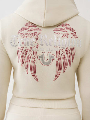 True Religion Jacket Wings Shrunken Zip Up Winter White