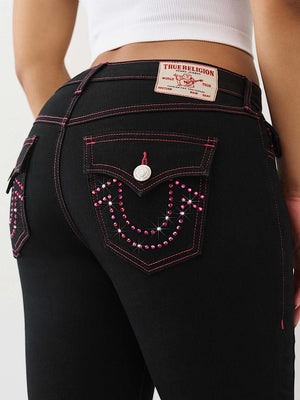 True Religion Jeans Jennie Sn Crystal Flap Skinny Rinse Black