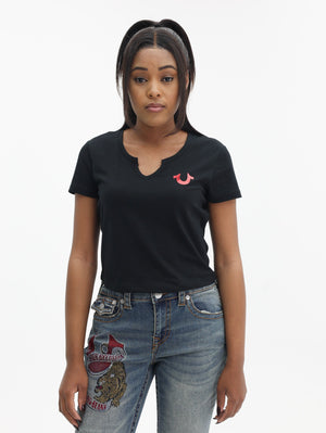 True Religion Tri Script Baby Tee Jet Black