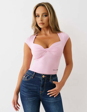 True Religion Front Twist Cap Sleeve Top Fragrant Lilac