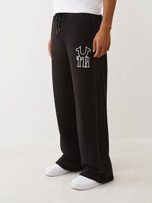 True Religion Sweatpants Rib Stitch Dept Baggy Jet Black