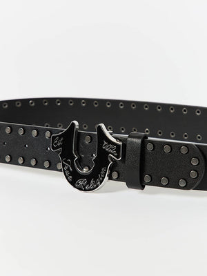 True Religion Hs Script Studded Belt Black