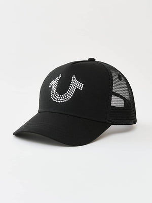 True Religion Crystal Trucker Cap Jet Black
