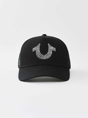 True Religion Crystal Trucker Cap Jet Black