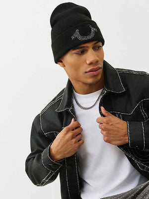 True Religion Crystal Beanie Jet Black