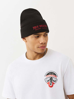 True Religion Arch Logo Beanie Jet Black