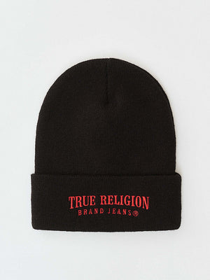 True Religion Arch Logo Beanie Jet Black