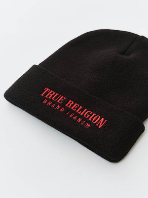True Religion Arch Logo Beanie Jet Black