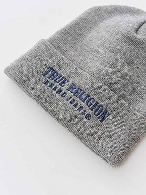 True Religion Arch Logo Beanie Heather Grey