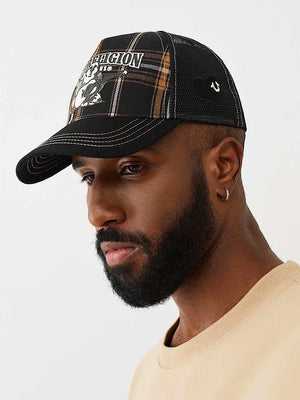True Religion Plaid Trucker Cap Brown/Tan