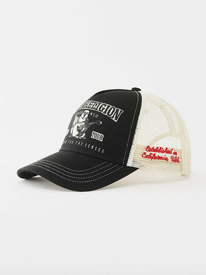 True Religion Varsity Trucker Cap Black/White