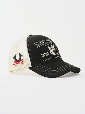 True Religion Varsity Trucker Cap Black/White