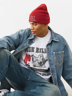 True Religion Crystal Old English Beanie Tawny Port