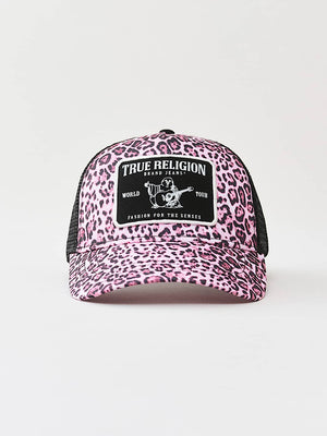 True Religion Leopard Trucker Hat Pink Leopard