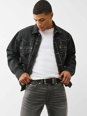 True Religion Buckle Belt Jet Black